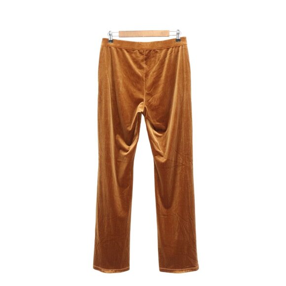Good American Copper Brown Striped High Waisted Soft Shiny Velour Pants L 3 - Picture 4 of 6